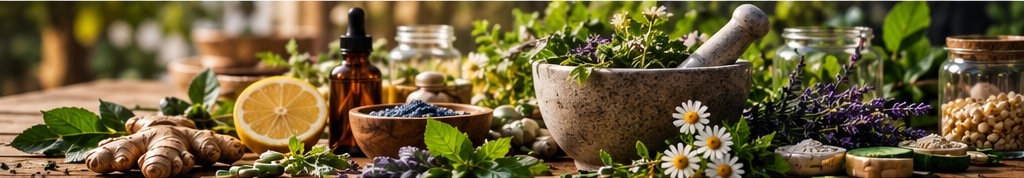 Plantes, compléments et préparations illustrant la diversité des pratiques naturopathiques
